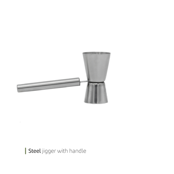 Steel jigger with handle