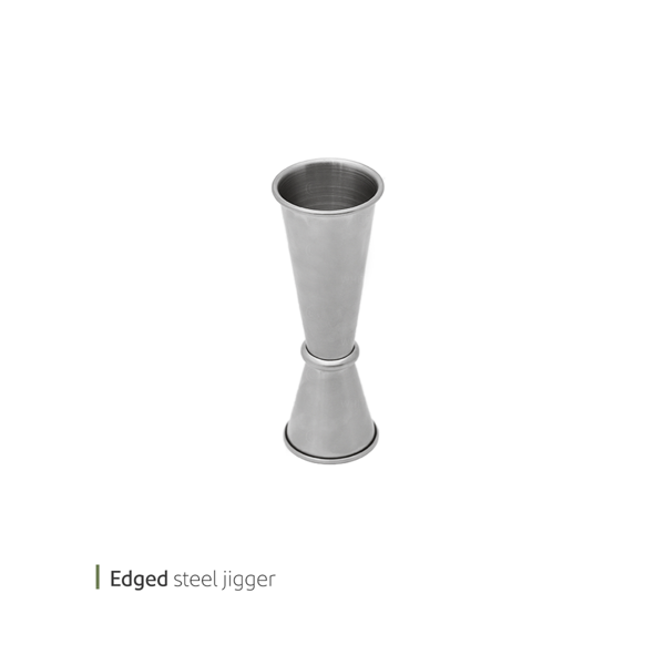 Edged steel jigger