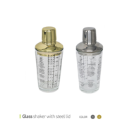 Glass shaker with steel lid