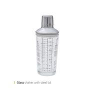 Glass shaker with steel lid