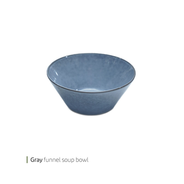 Gray funnel soup bowl