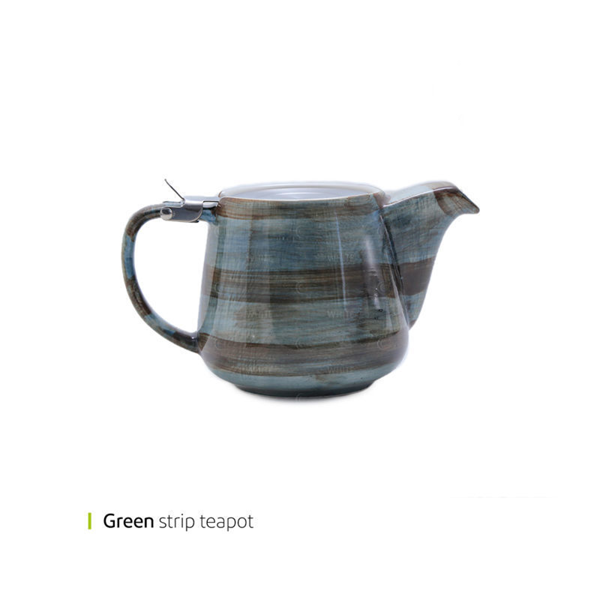 Green strip teapot